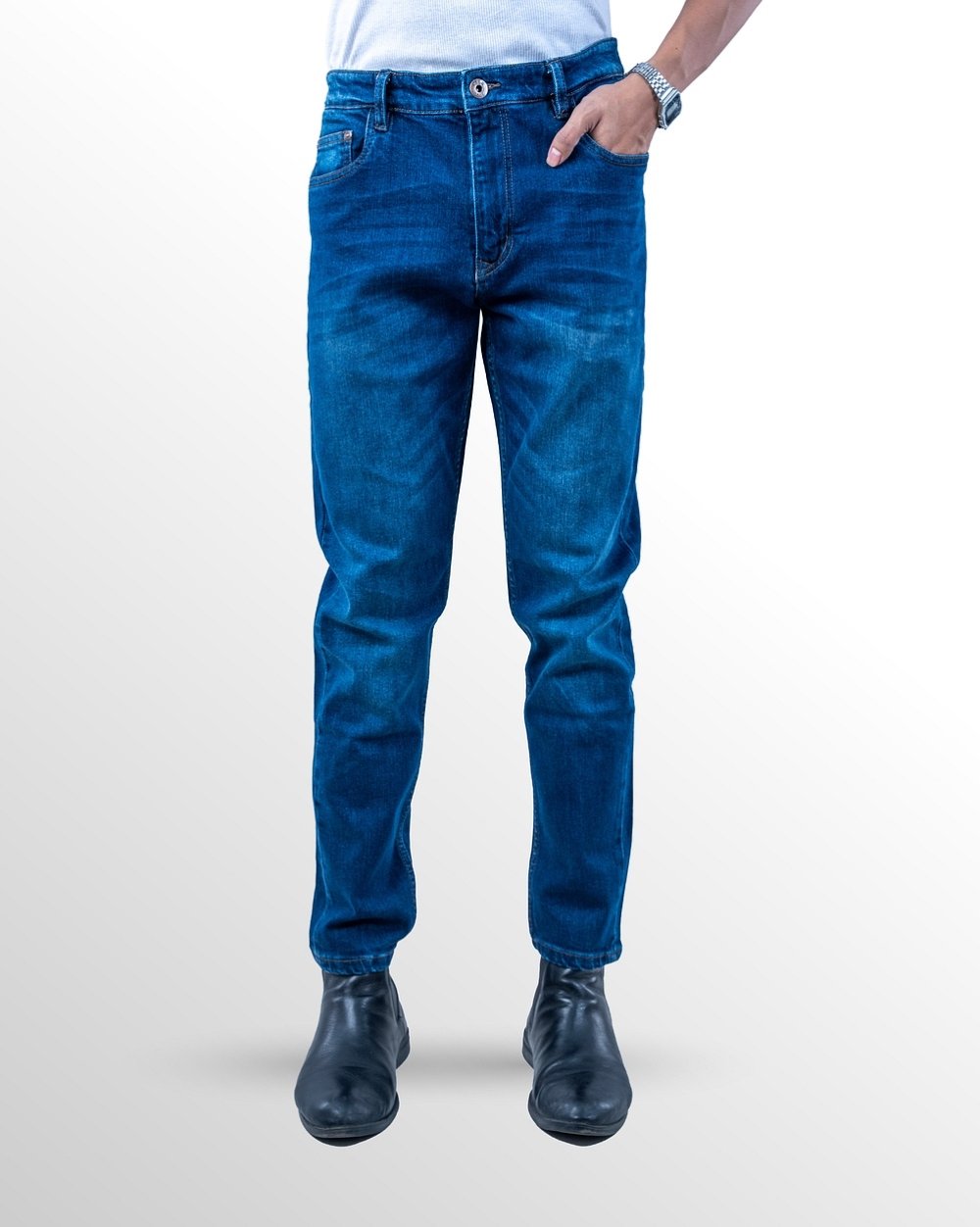 Slim Fit Mid Blue Jeans  - 1