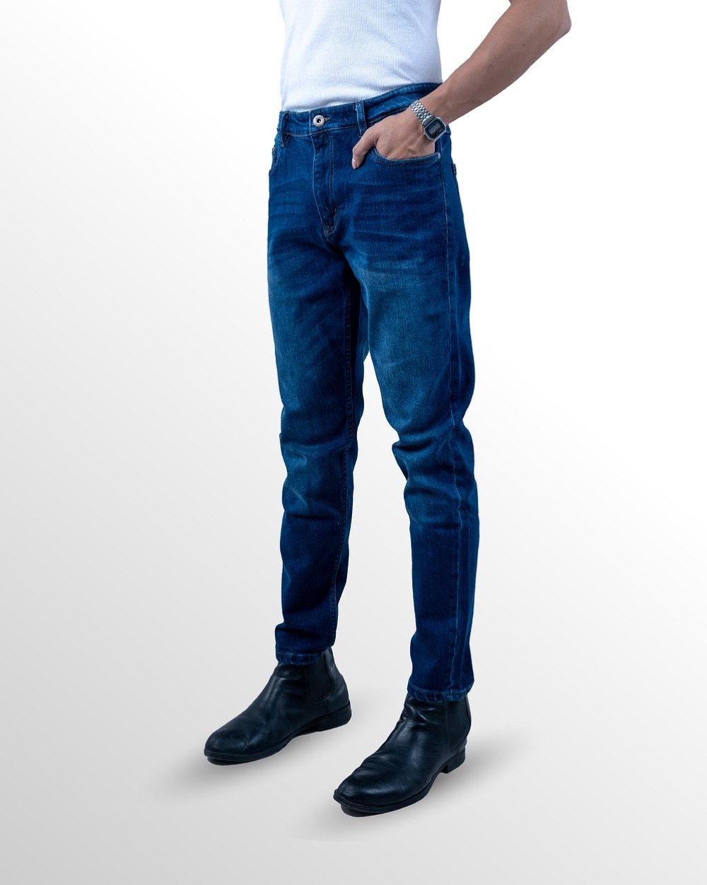 Slim Fit Mid Blue Jeans  - 2