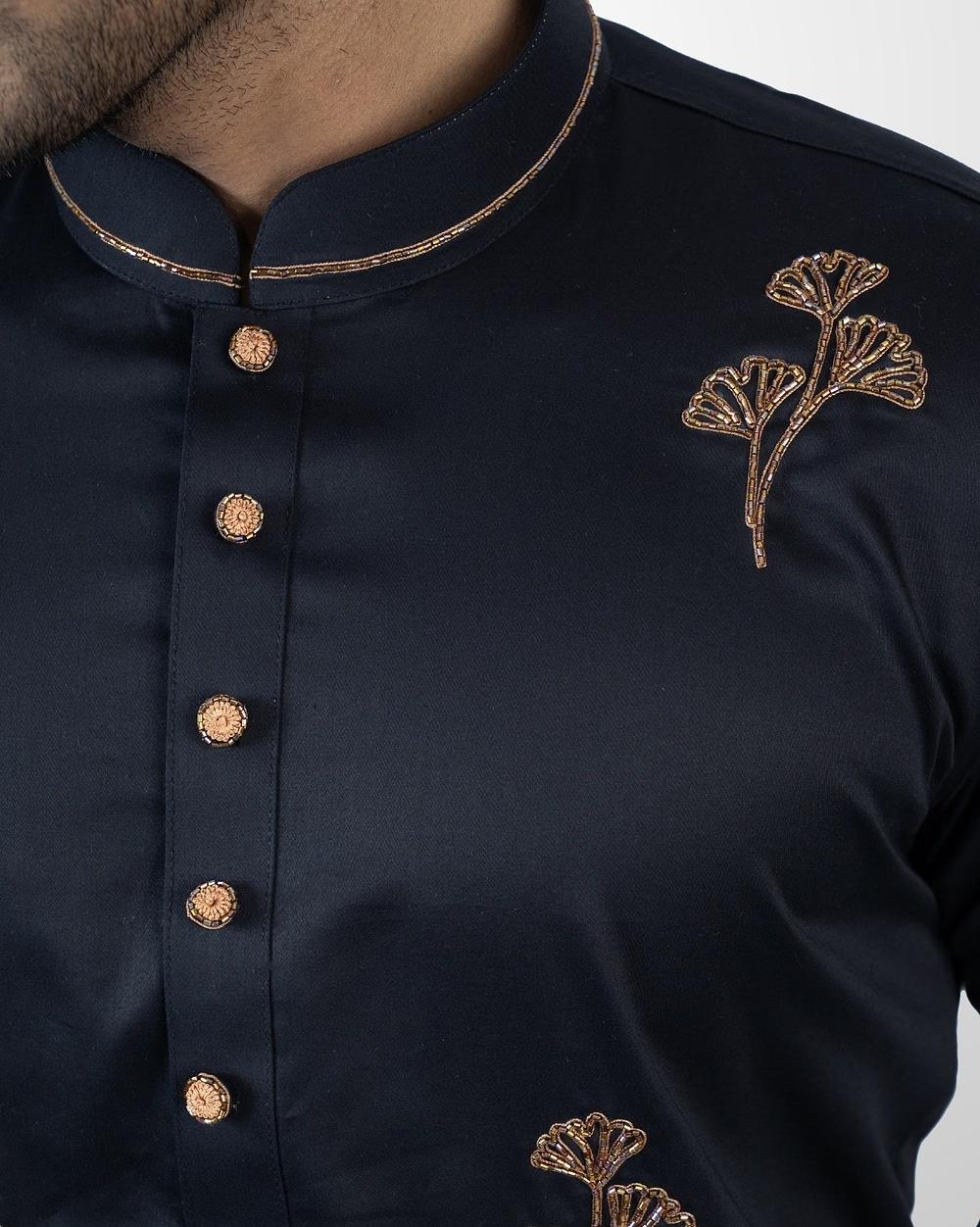 Crown Leaf Embroidered Panjabi  - 5