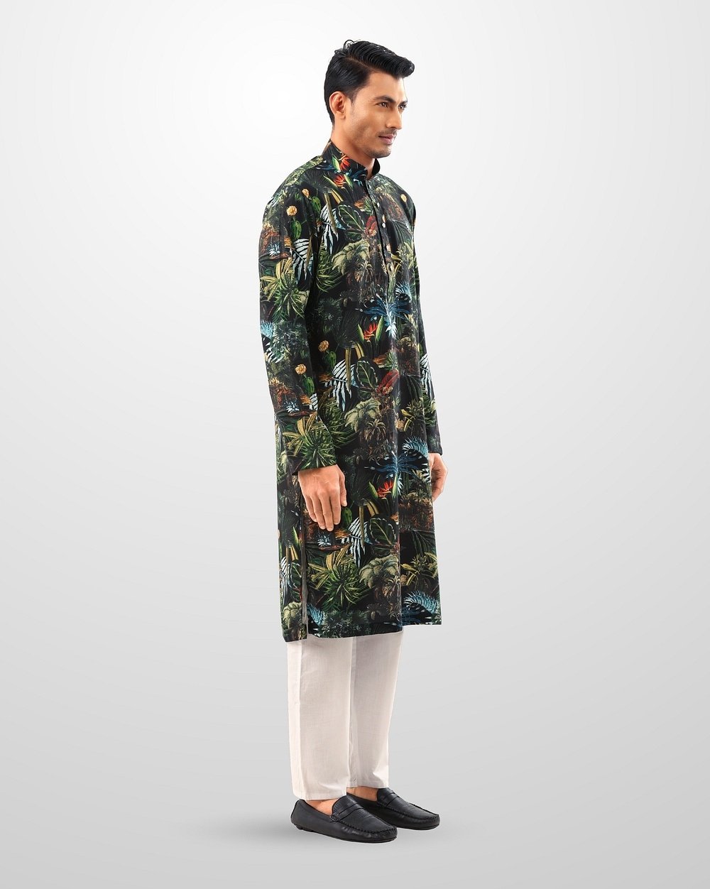 Men's Stylish Tropical Forest Print Panjabi  - 3