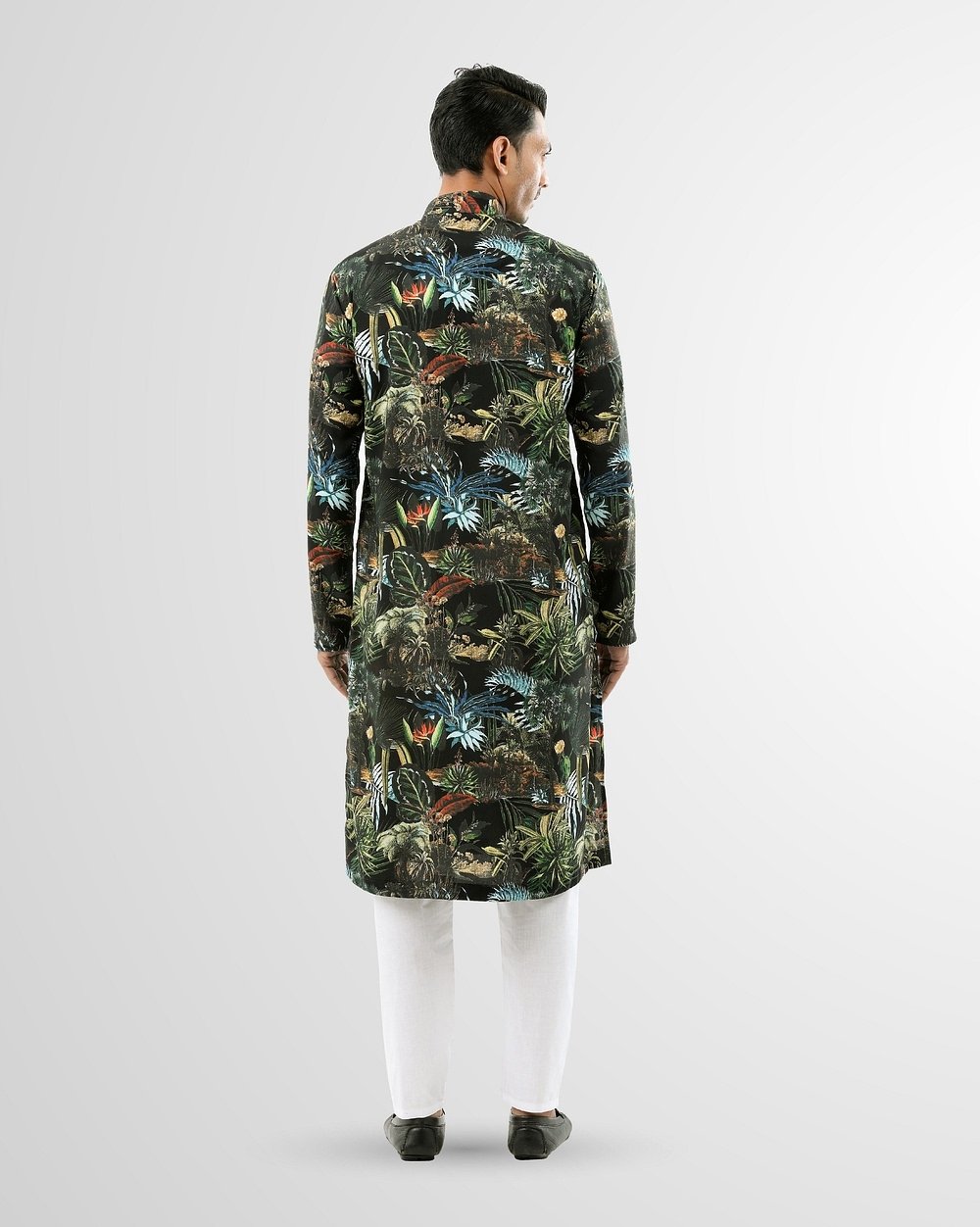 Men's Stylish Tropical Forest Print Panjabi  - 4