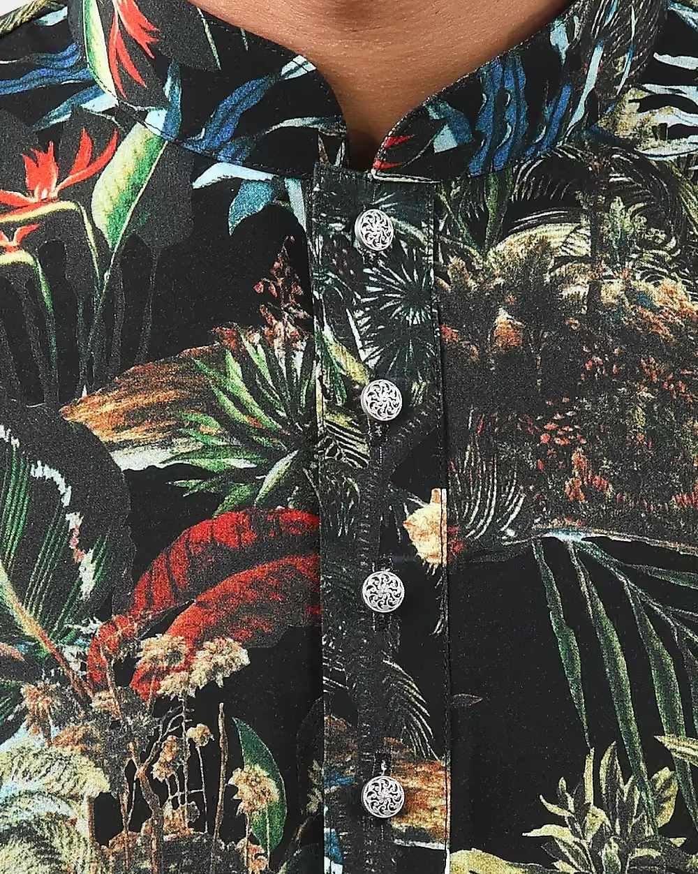 Men's Stylish Tropical Forest Print Panjabi  - 5