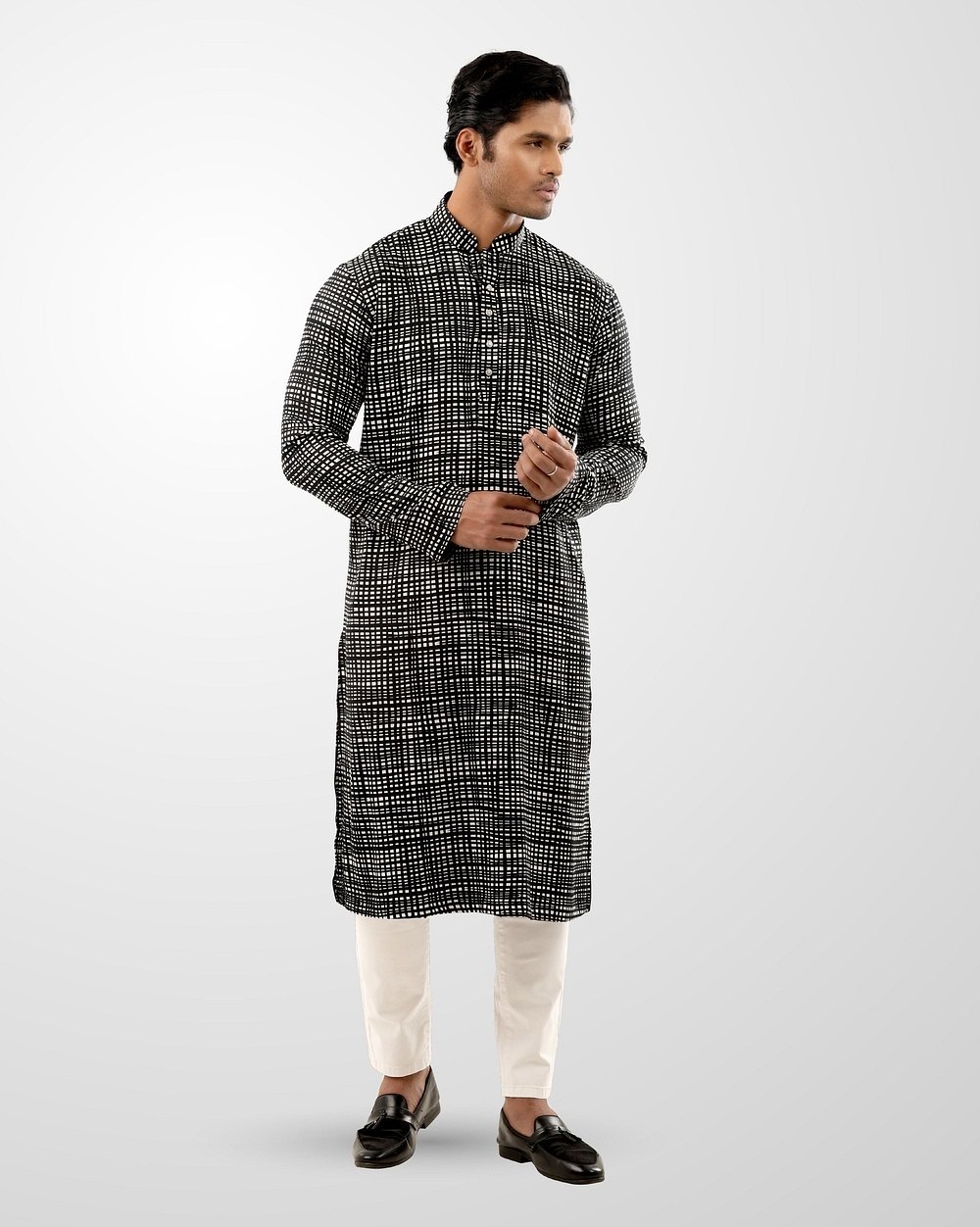 Men’s Casual Printed Viscose Panjabi  - 2
