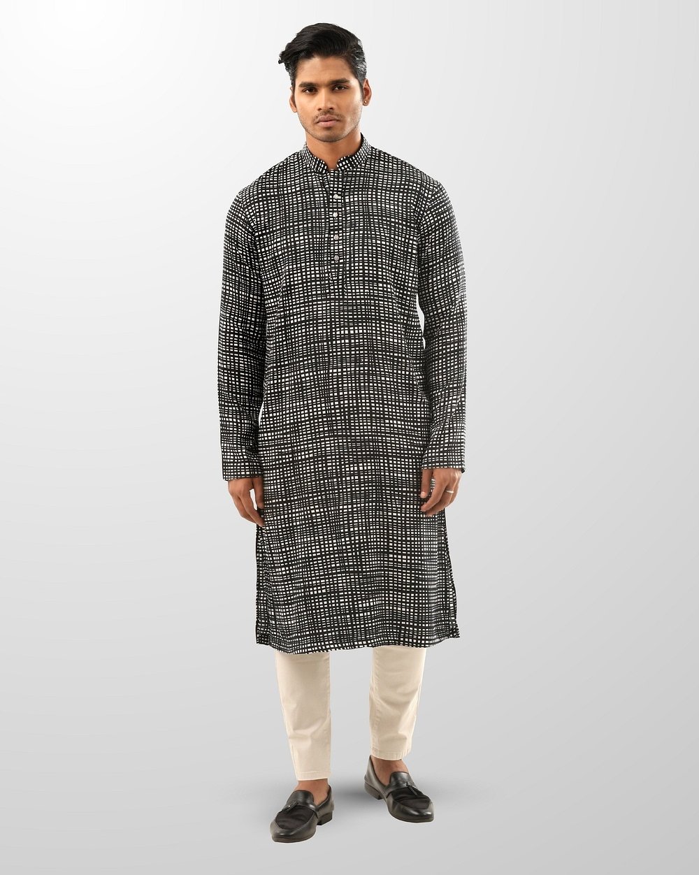 Men’s Casual Printed Viscose Panjabi  - 1