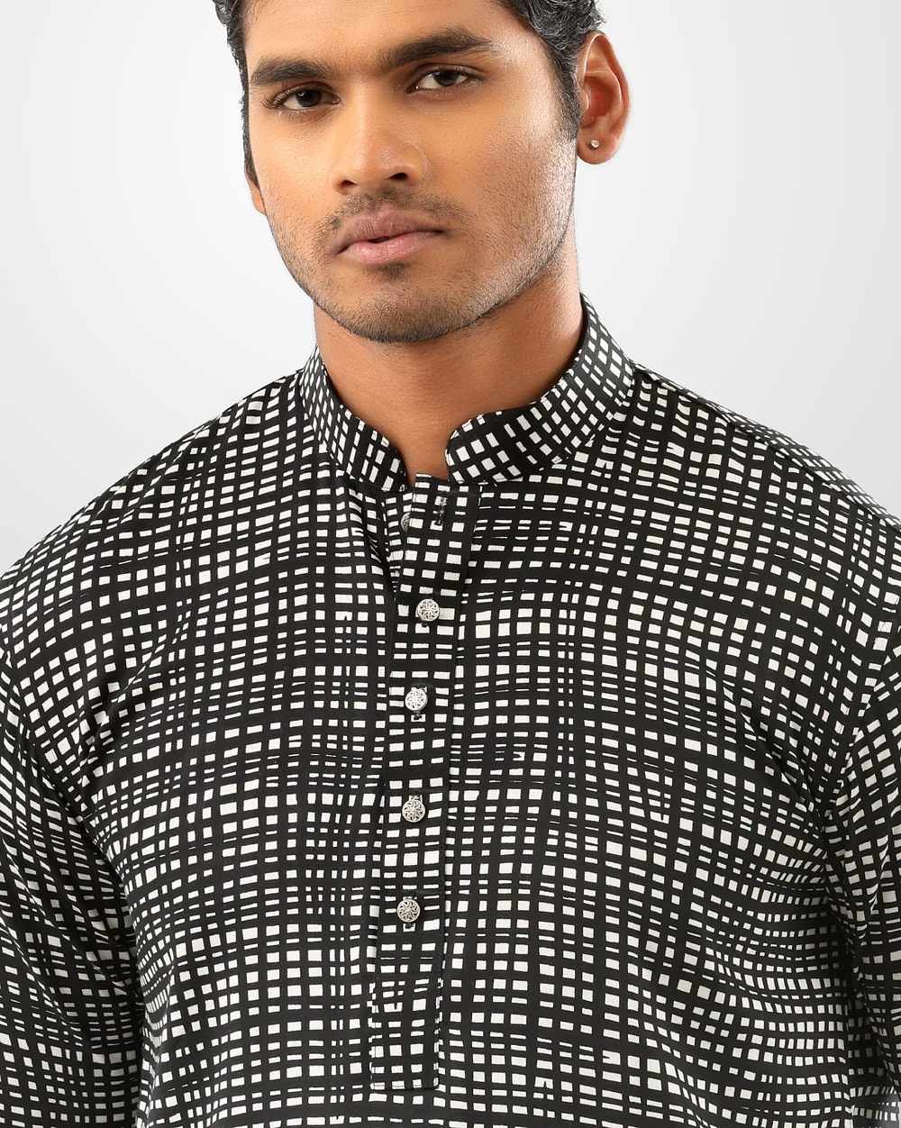 Men’s Casual Printed Viscose Panjabi  - 4