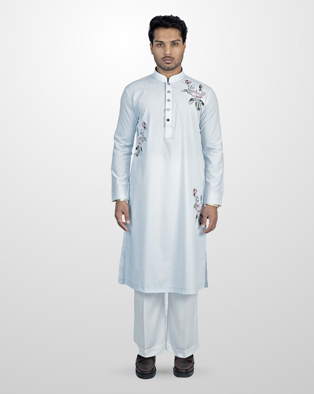 Celestial Bloom Embroidered Panjabi  - 1