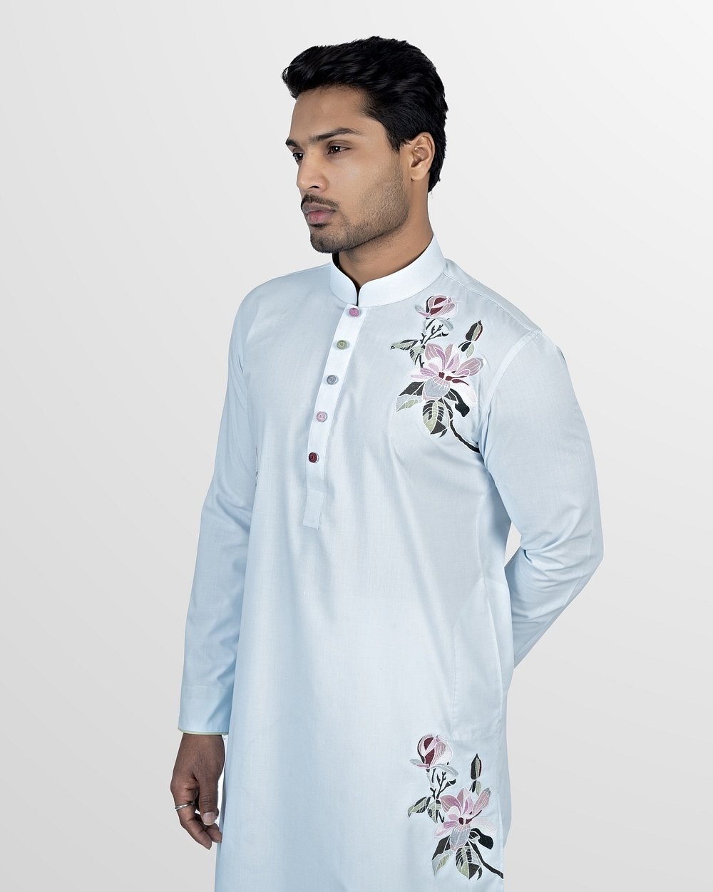 Celestial Bloom Embroidered Panjabi  - 3