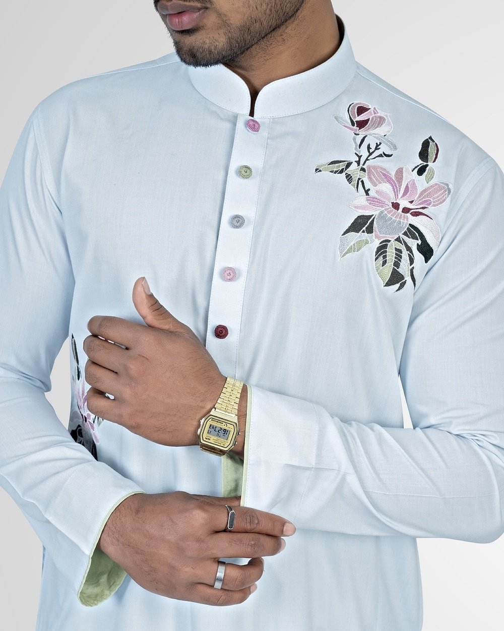 Celestial Bloom Embroidered Panjabi  - 5