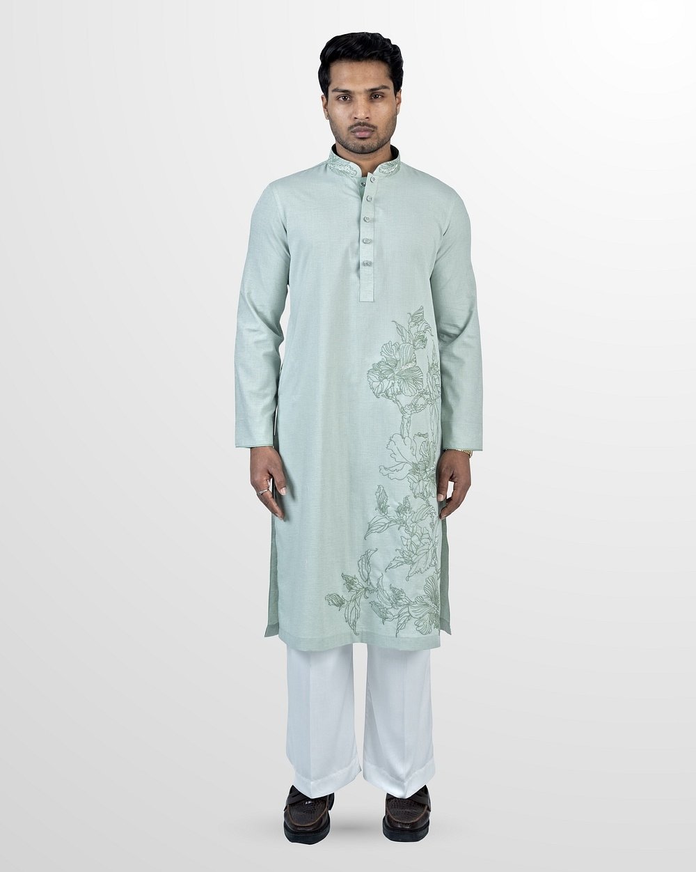 Mint Sketch Premium Panjabi  - 1