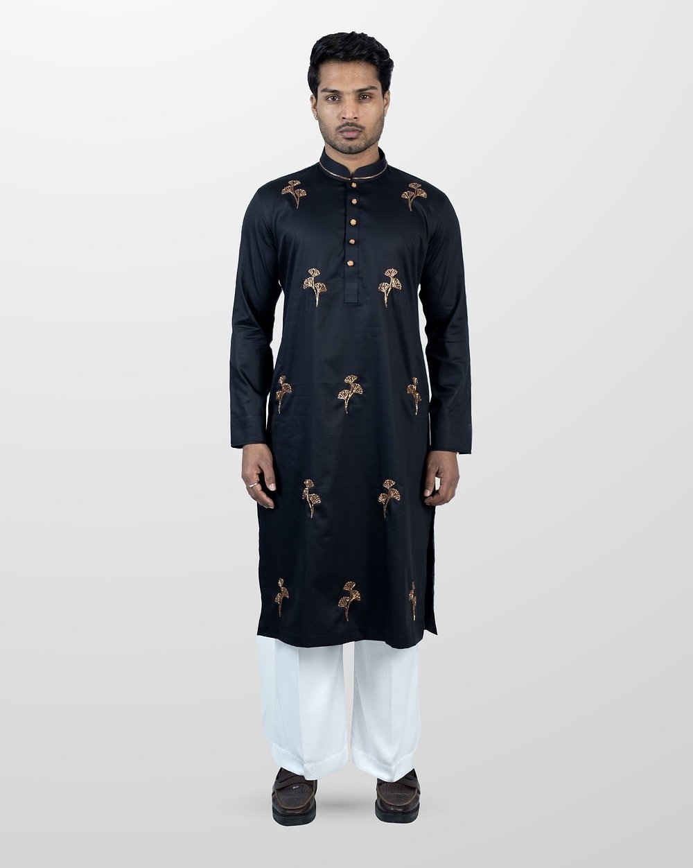 Crown Leaf Embroidered Panjabi  - 1