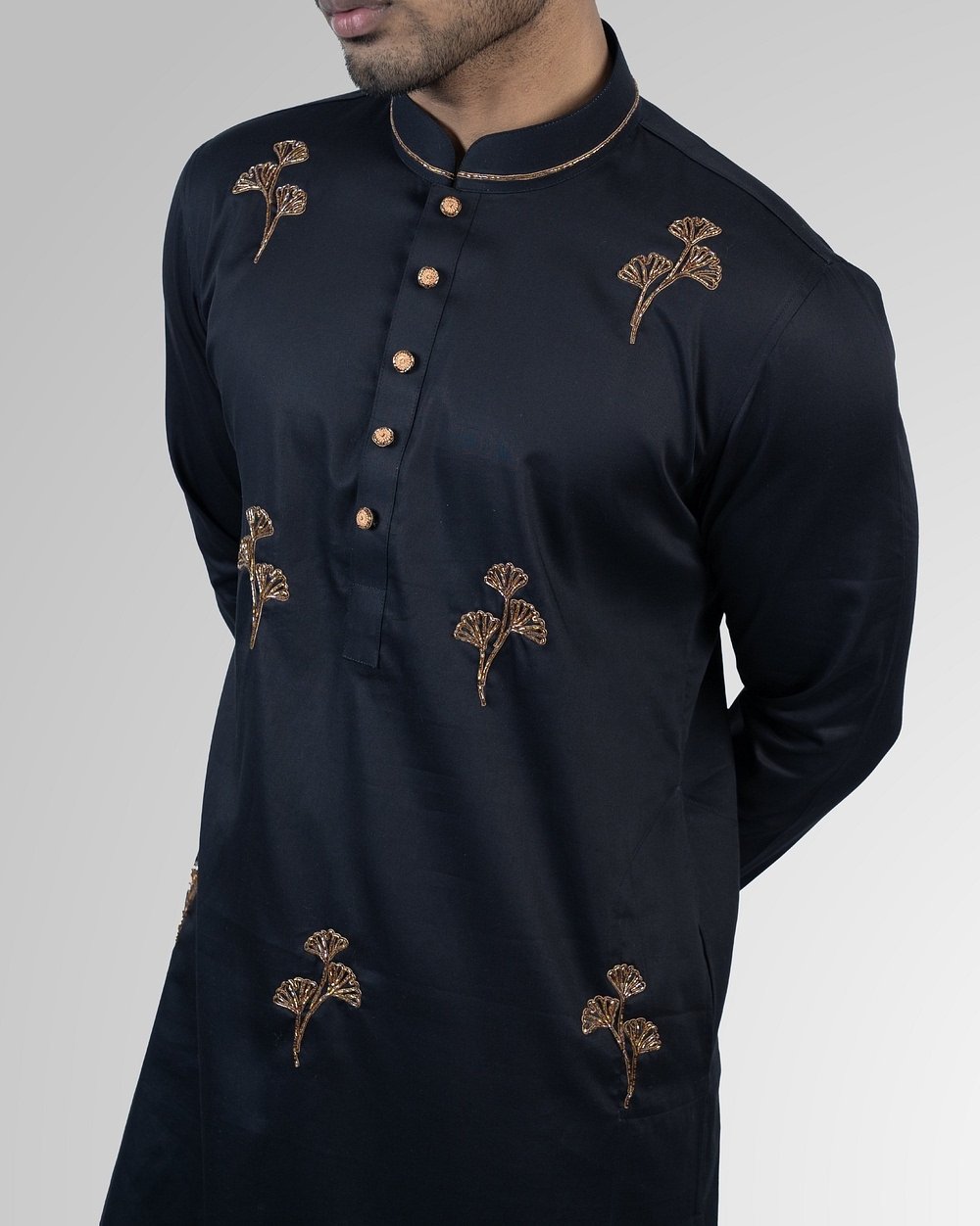 Crown Leaf Embroidered Panjabi  - 4