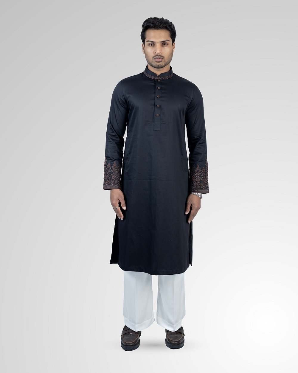Midnight Vine Embroidered Panjabi  - 1