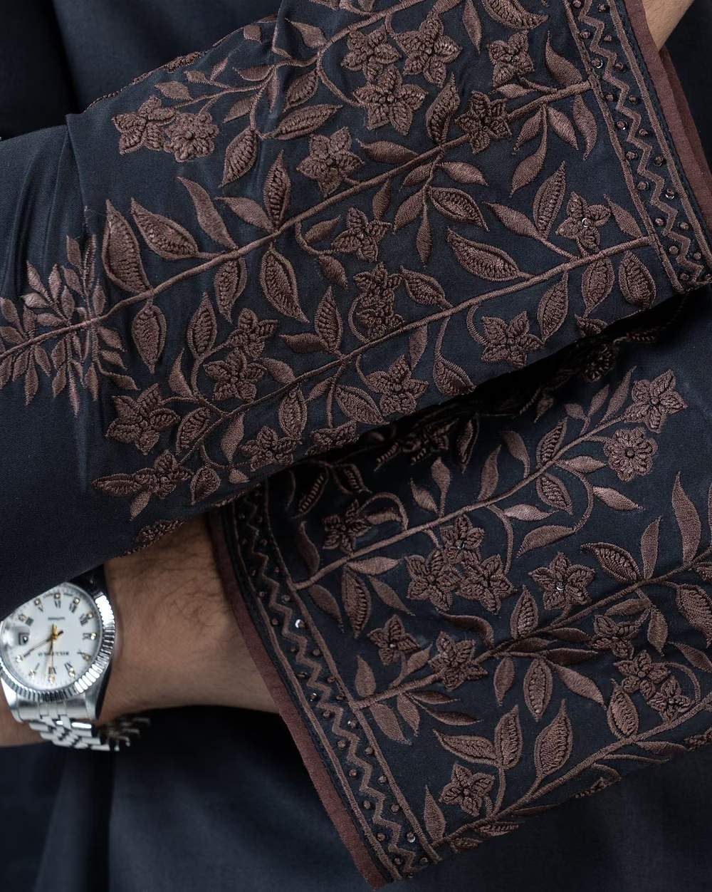 Midnight Vine Embroidered Panjabi  - 5
