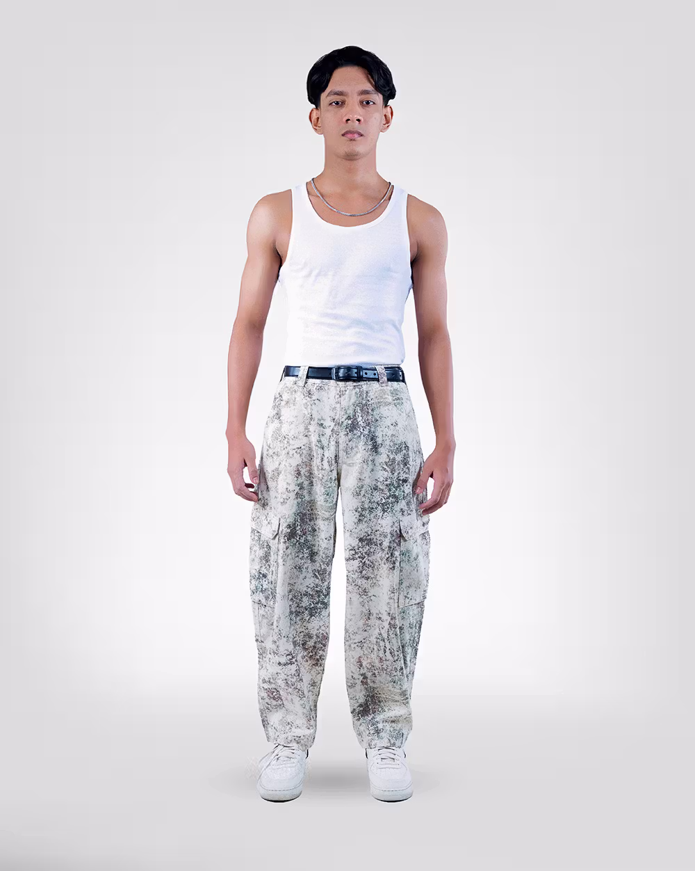 Men’s Trendy Snow Print Baggy Pants - 1