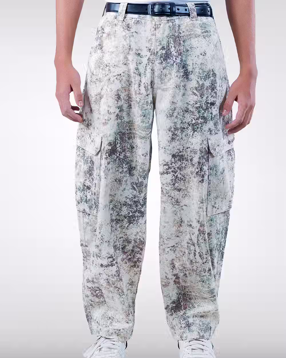 Men’s Trendy Snow Print Baggy Pants - 4