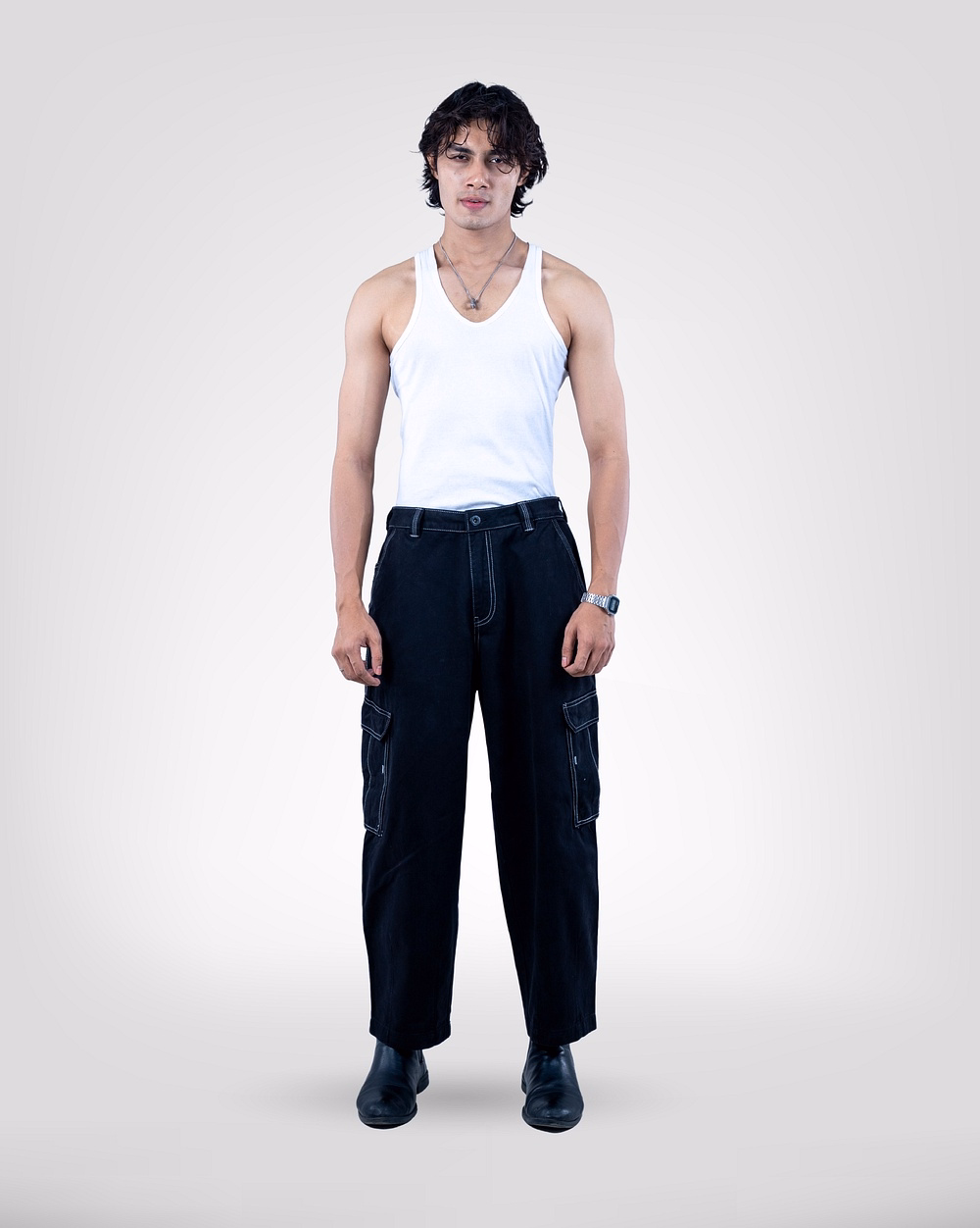 Men's Trendy Baggy Black Pants - 1
