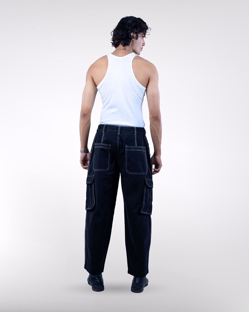 Men's Trendy Baggy Black Pants - 3