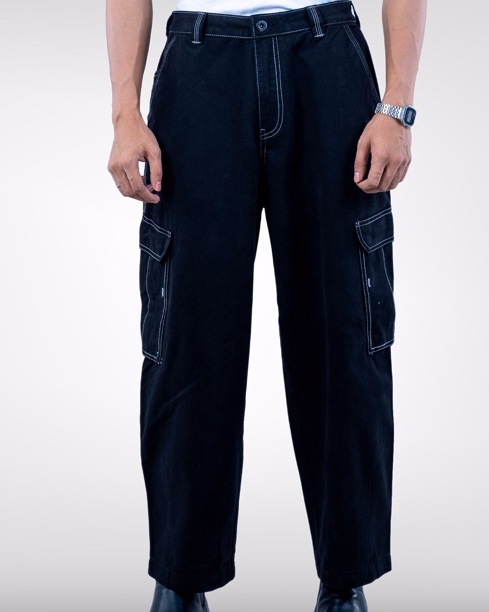 Men's Trendy Baggy Black Pants - 4