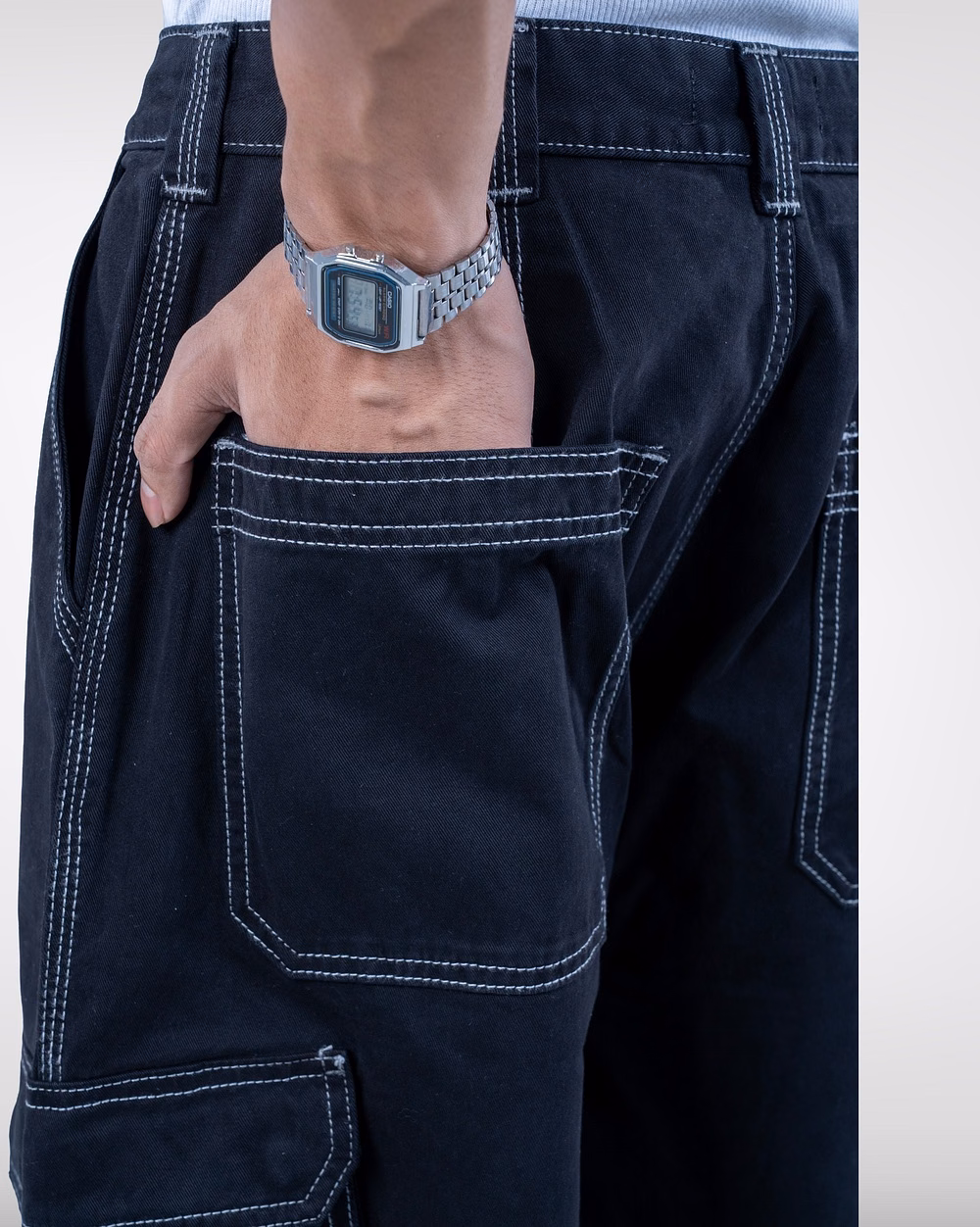 Men's Trendy Baggy Black Pants - 5