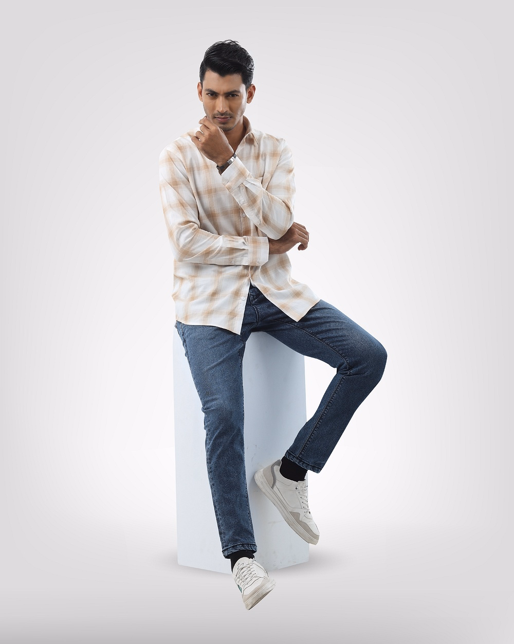 Dusky Mid Indigo Slim Fit Stretch Jeans - 1