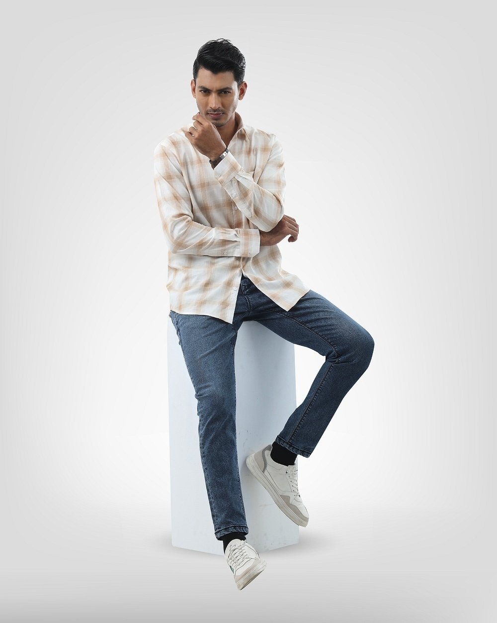 Dusky Mid Indigo Slim Fit Stretch Jeans  - 1