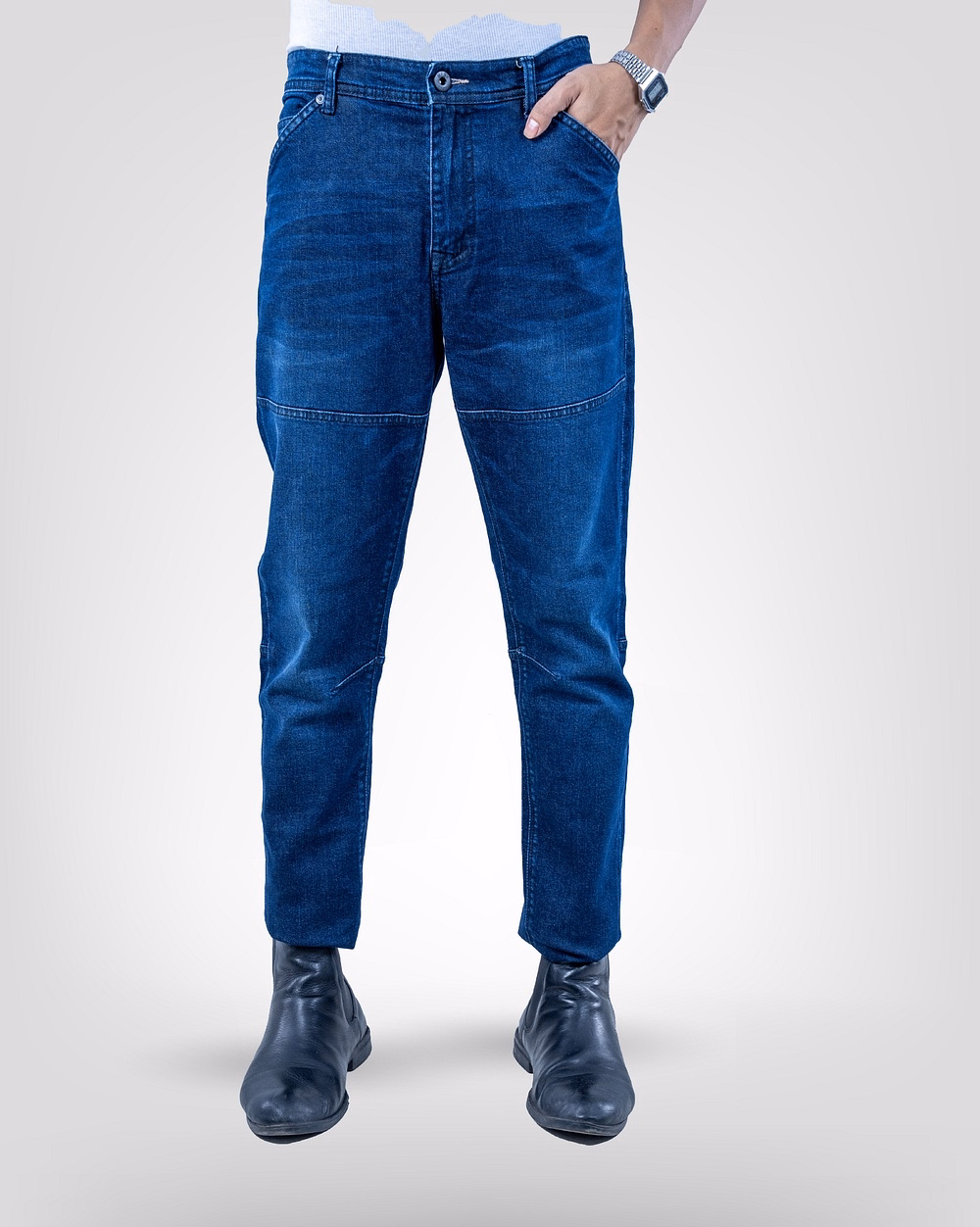 Tapered Fit Blue Jeans - 1