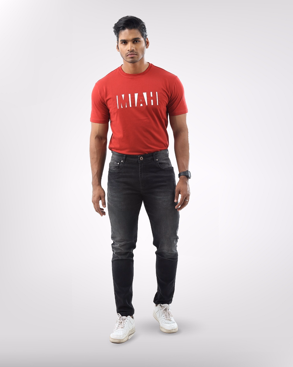 Tapered Fit Black Jeans