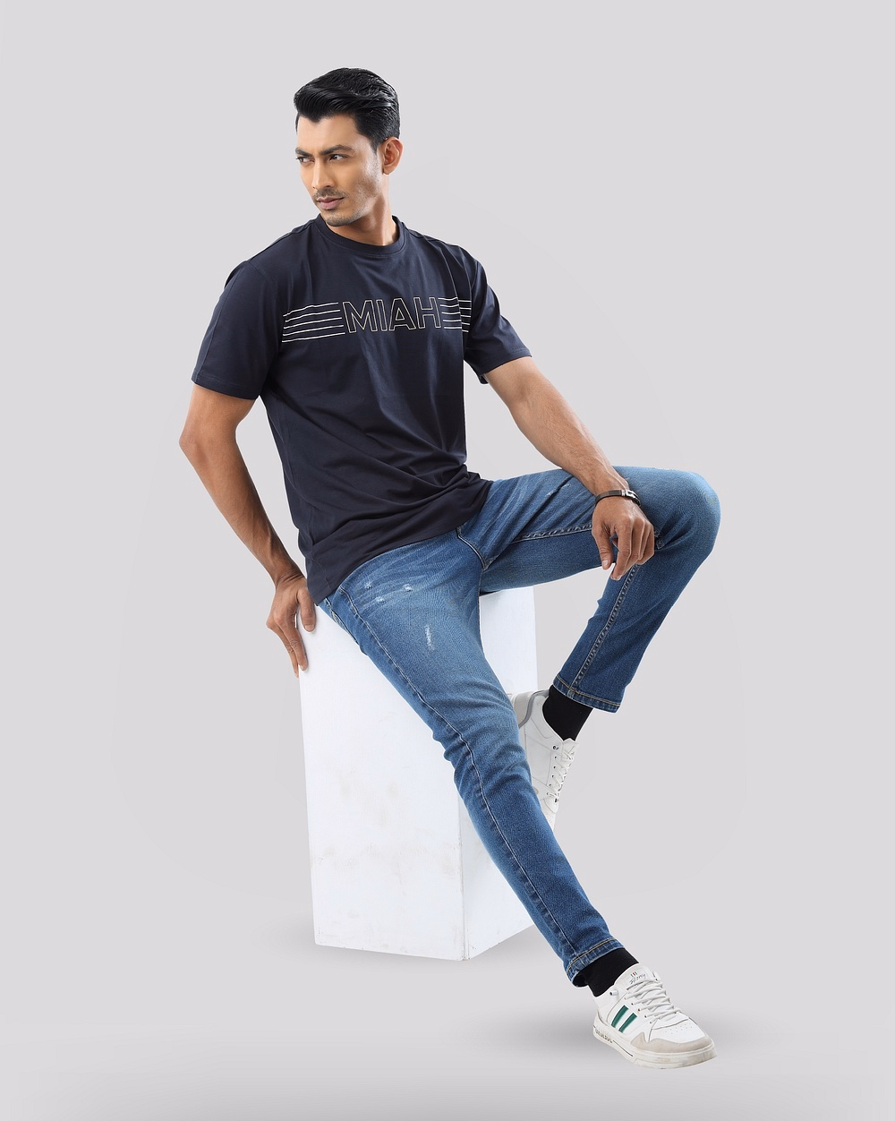 Tapered Fit Blue Jeans - 1