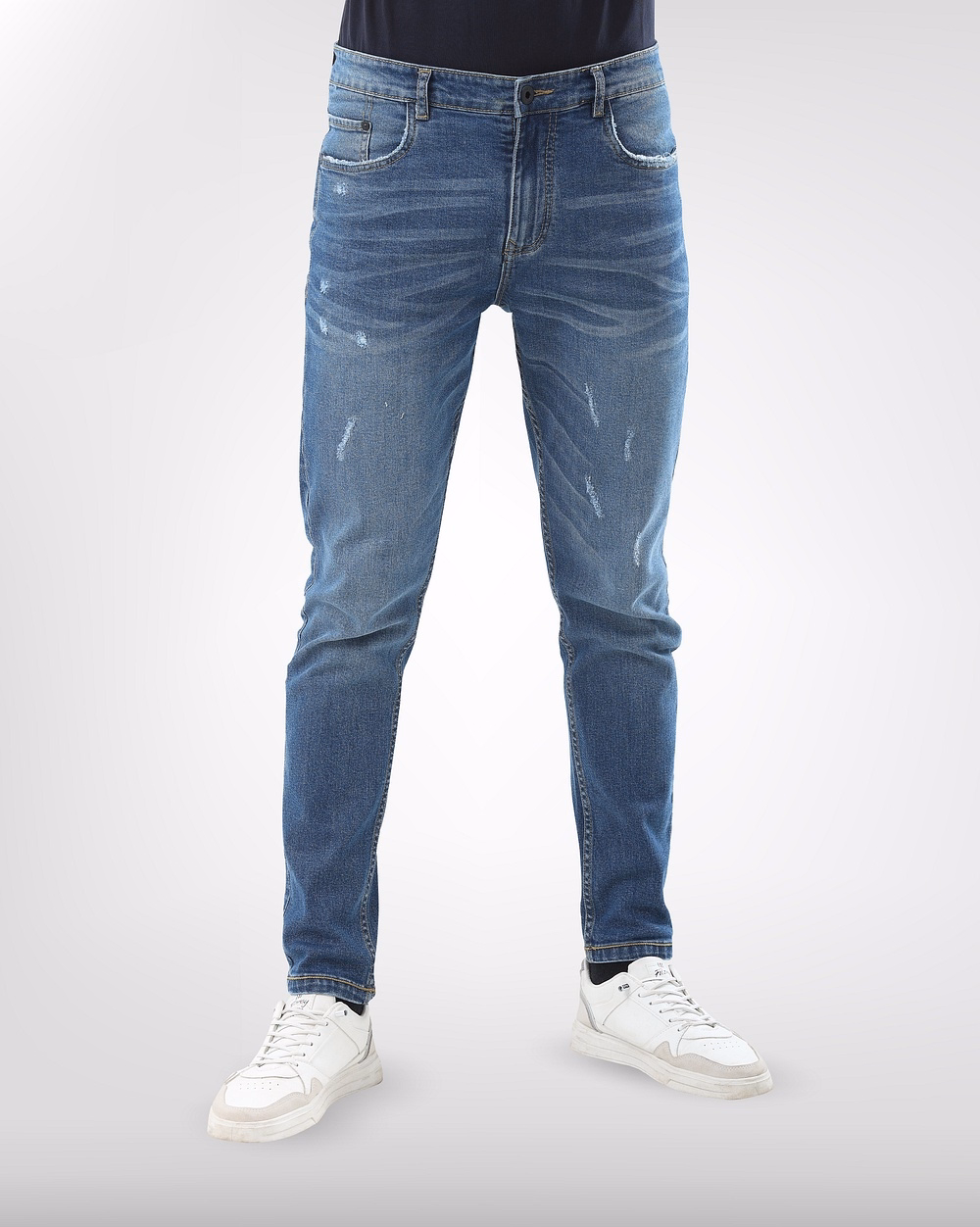 Tapered Fit Blue Jeans - 4