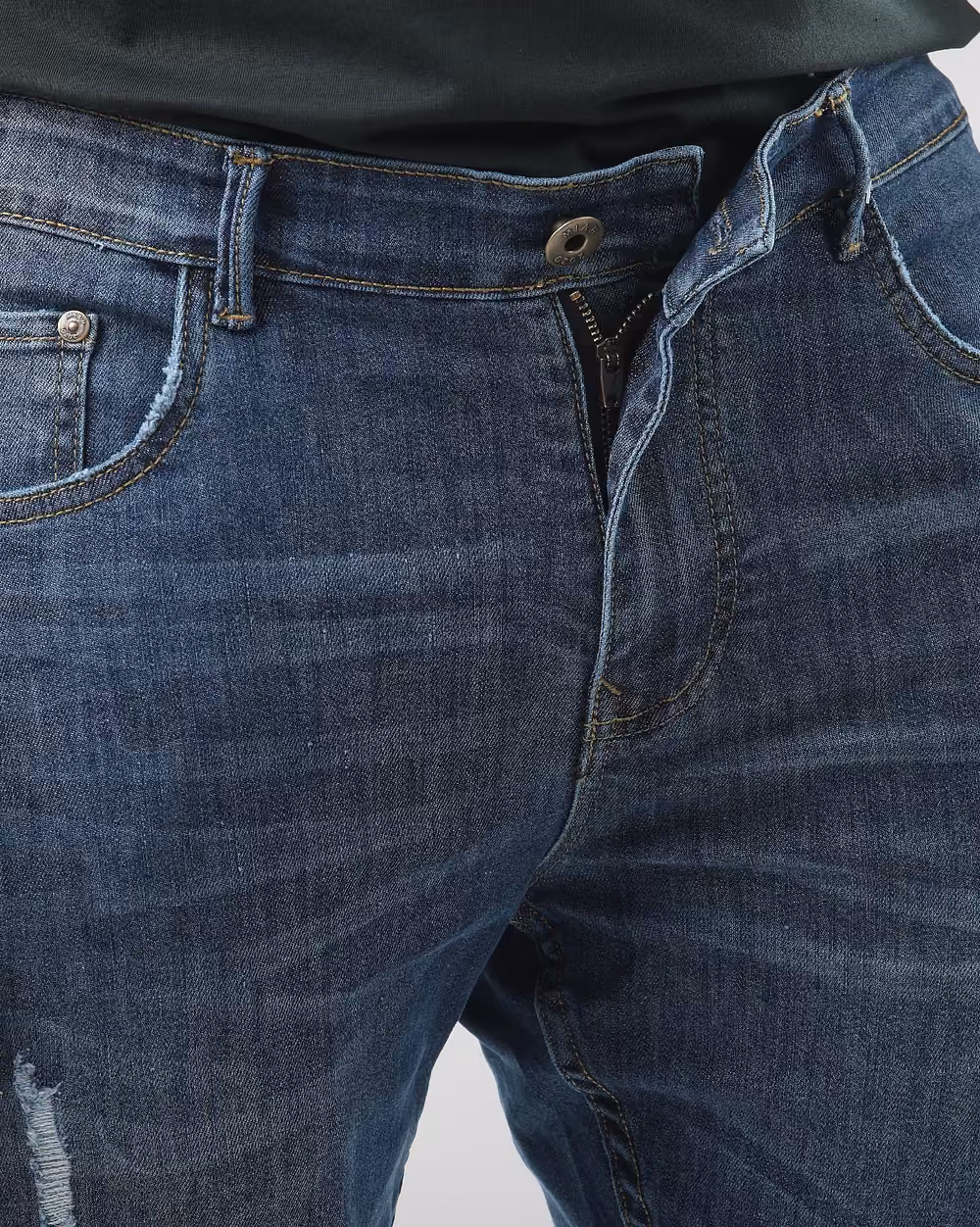 Straight Fit Blue Jeans - 4