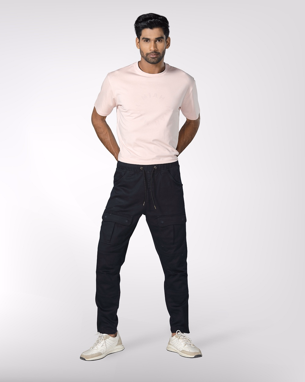 Men’s Relaxed Fit Black Cargo Joggers  - 2