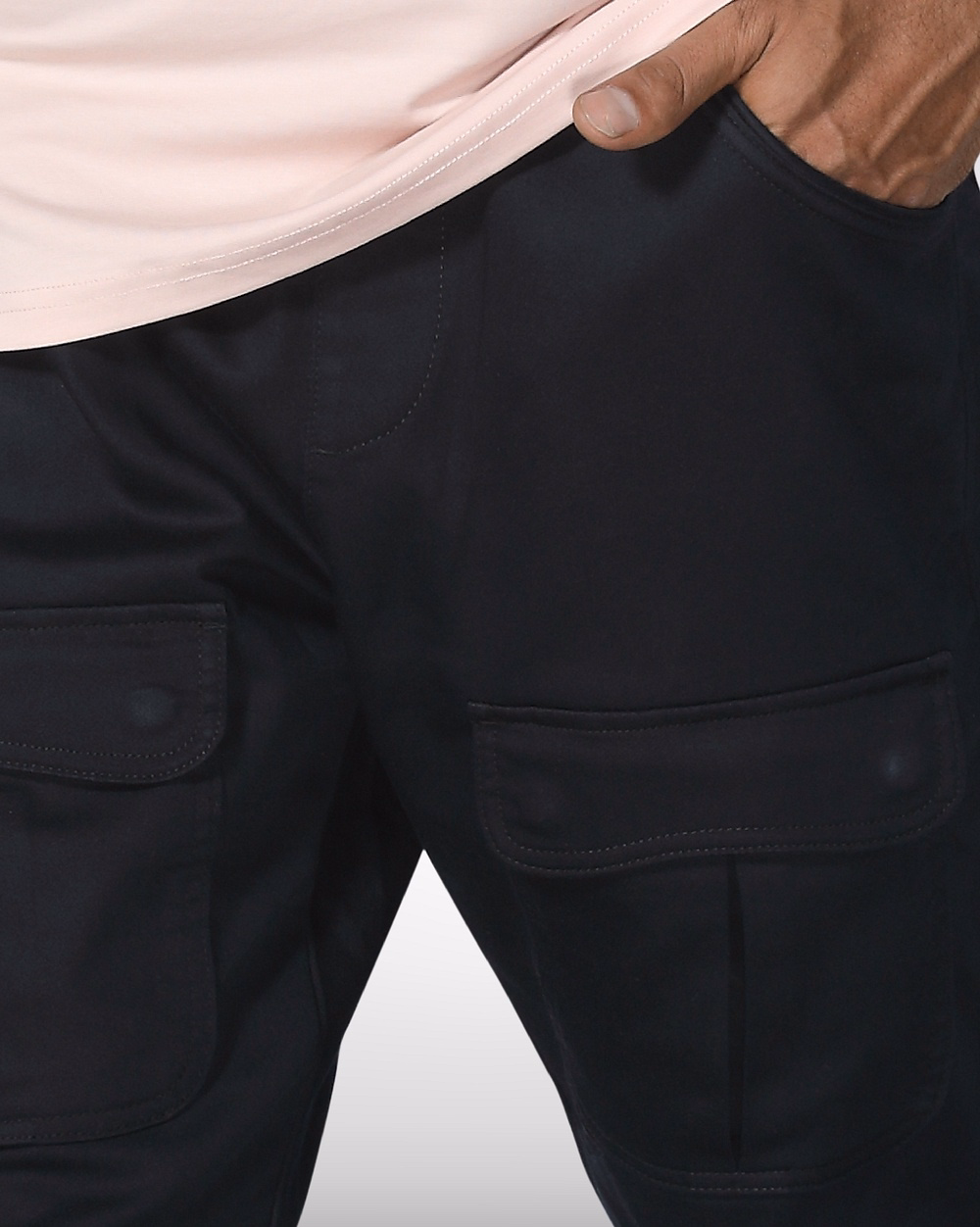 Men’s Relaxed Fit Black Cargo Joggers  - 3