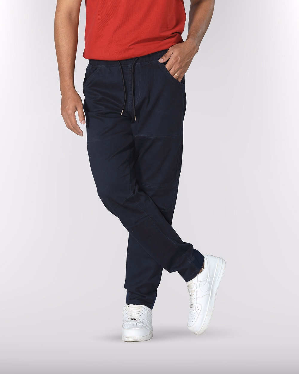 Men’s Relaxed Fit Navy Blue Cargo Joggers  - 5