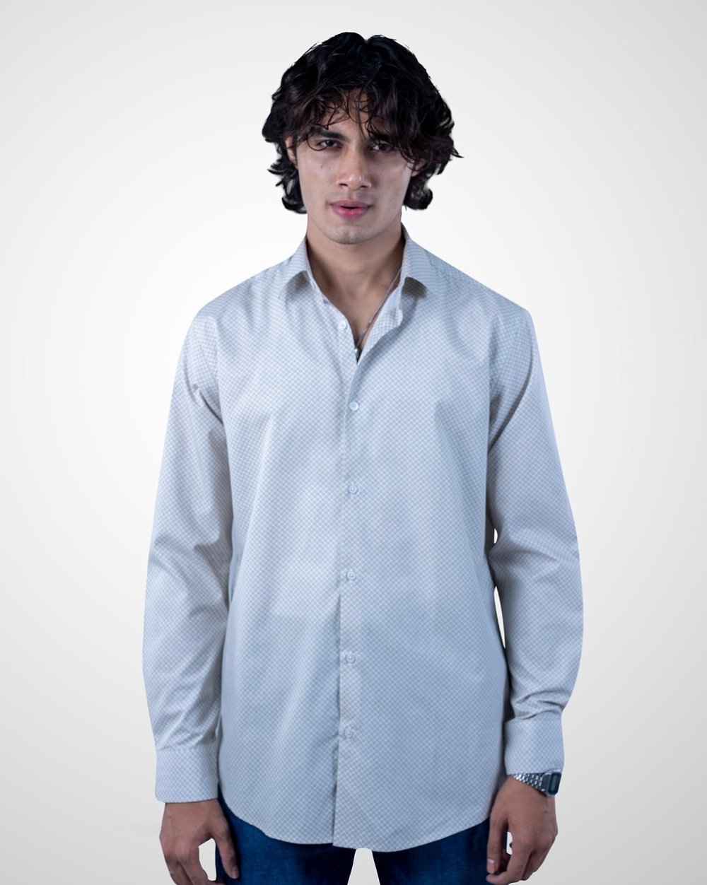 Stylish Solid Dyed Printed Shirt  - 1