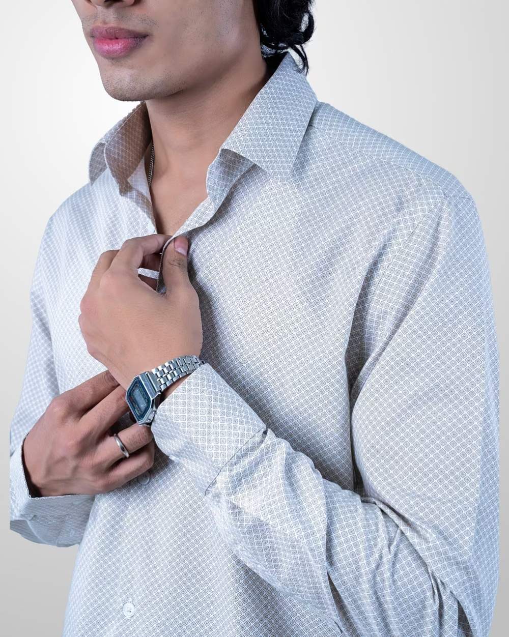 Stylish Solid Dyed Printed Shirt  - 3