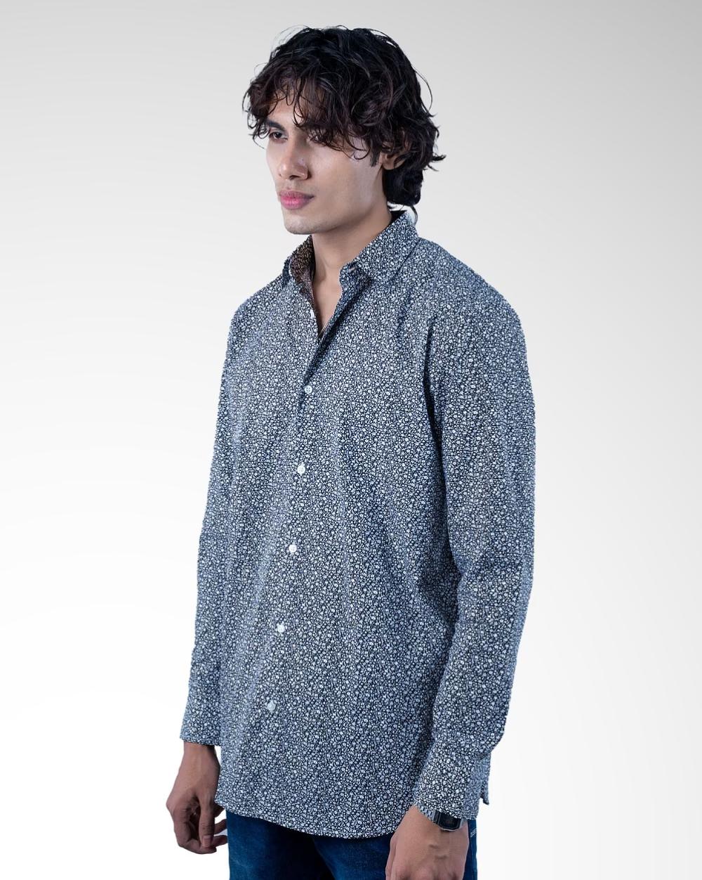 Printed Classic Solid Dyed Cotton Shirt  - 2