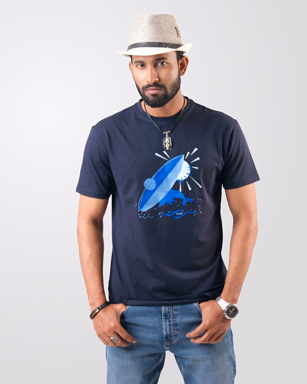Regular Fit T-shirt With Dolphin Rubber Print - 1
