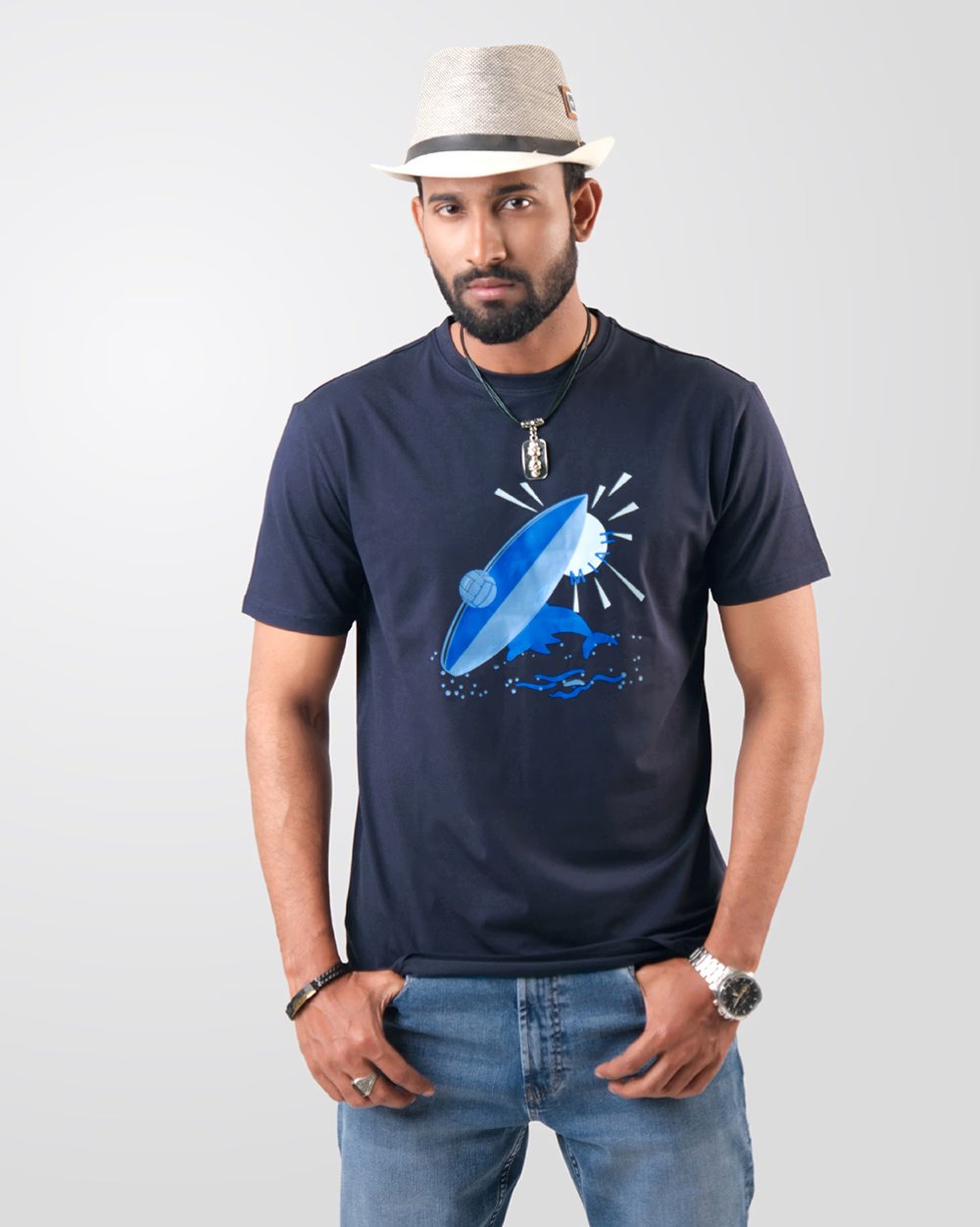 Regular Fit T-shirt With Dolphin Rubber Print - Global Fit  - 1