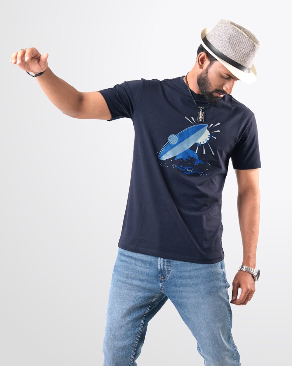 Regular Fit T-shirt With Dolphin Rubber Print - Global Fit  - 2
