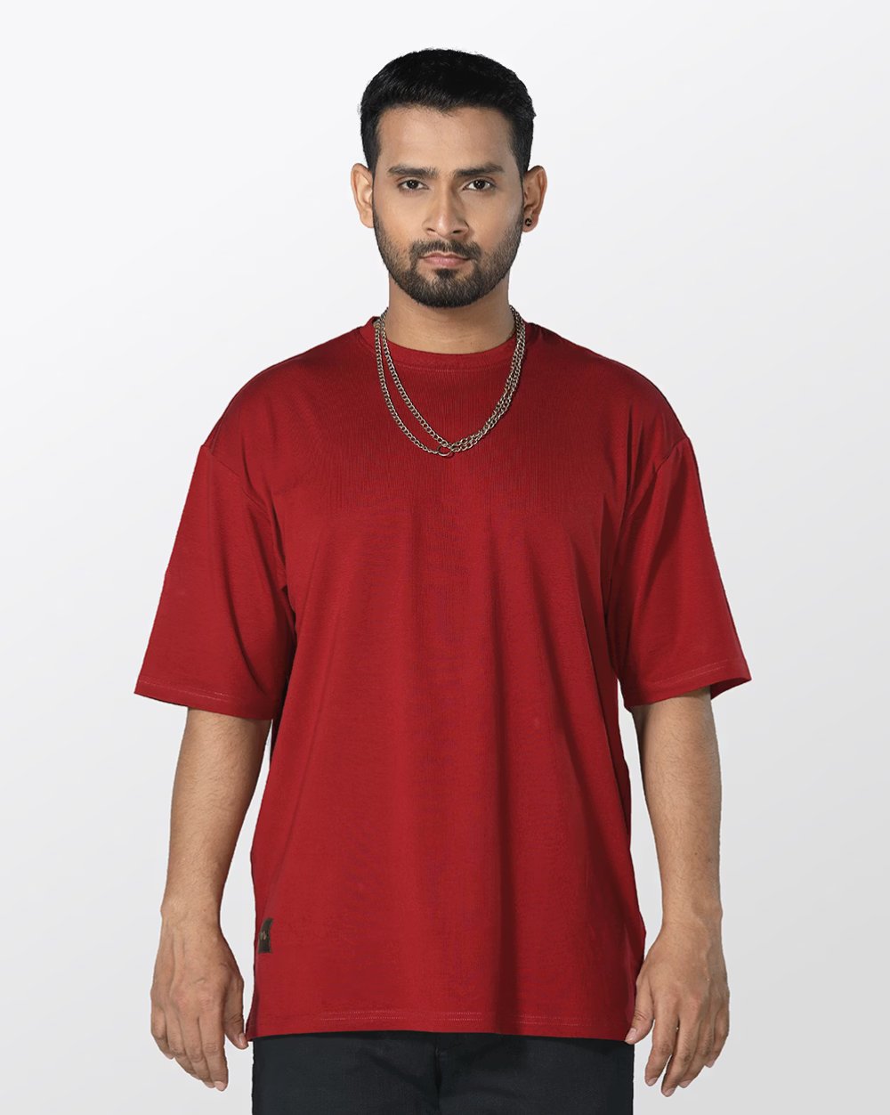 Men's Over Size Solid Color Knit T- Shirt  - 1