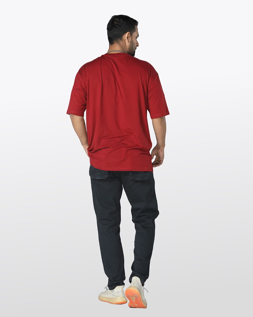 Men's Over Size Solid Color Knit T- Shirt  - 3