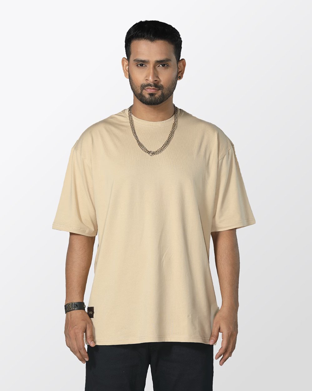 Men's Over Size Solid Color Knit T- Shirt  - 1