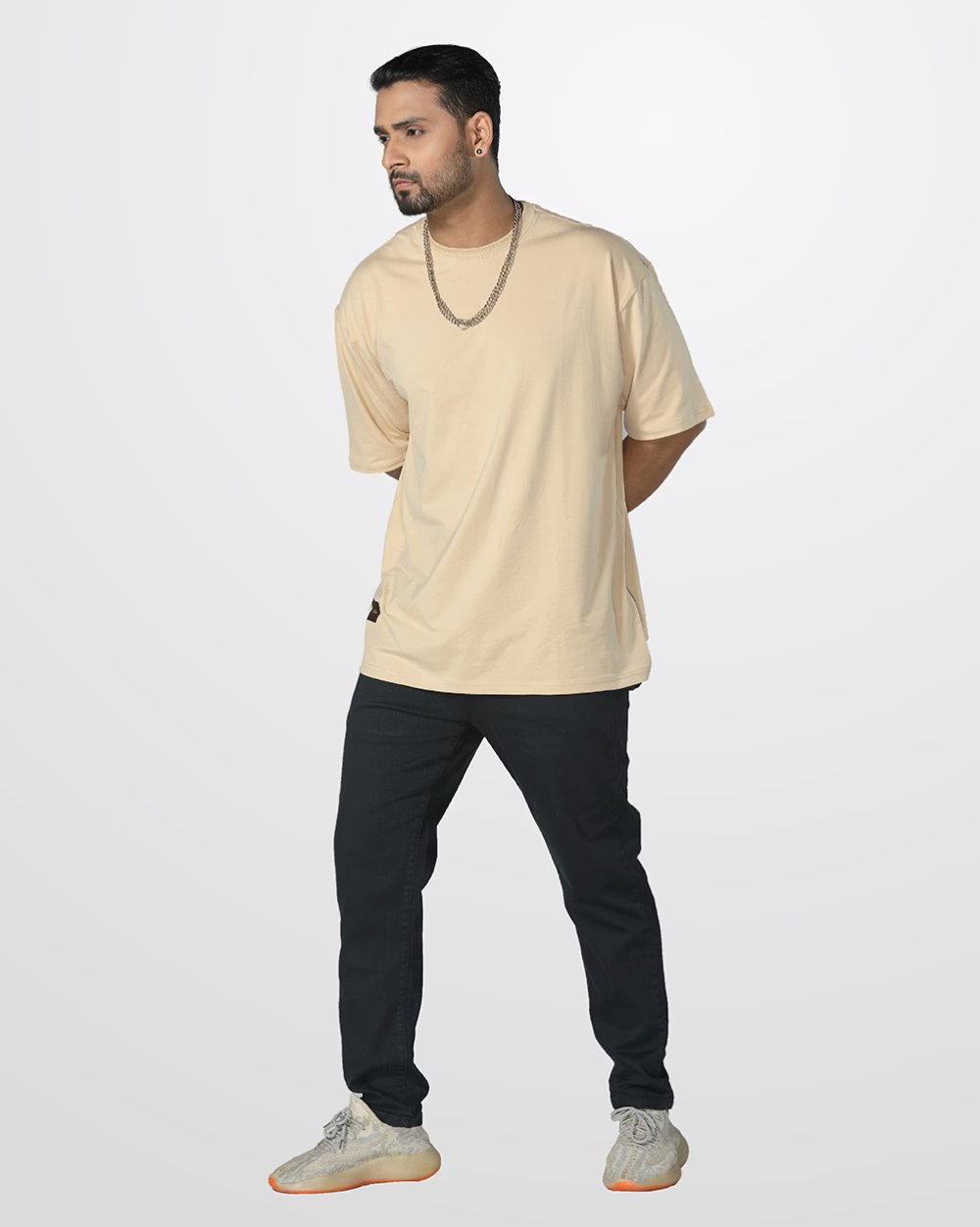 Men's Over Size Solid Color Knit T- Shirt  - 3
