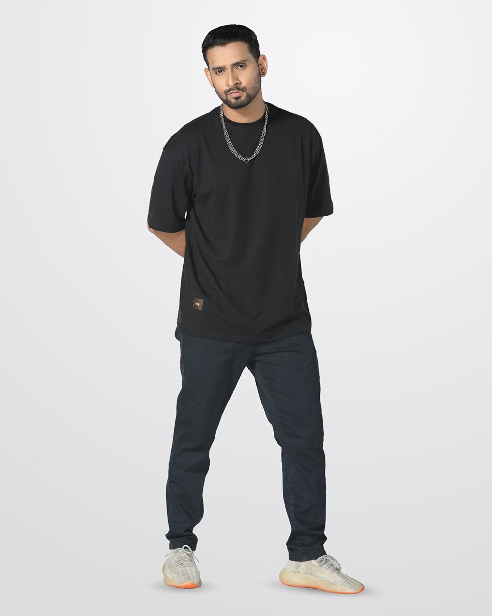 Men's Over Size Solid Color Knit T- Shirt  - 4