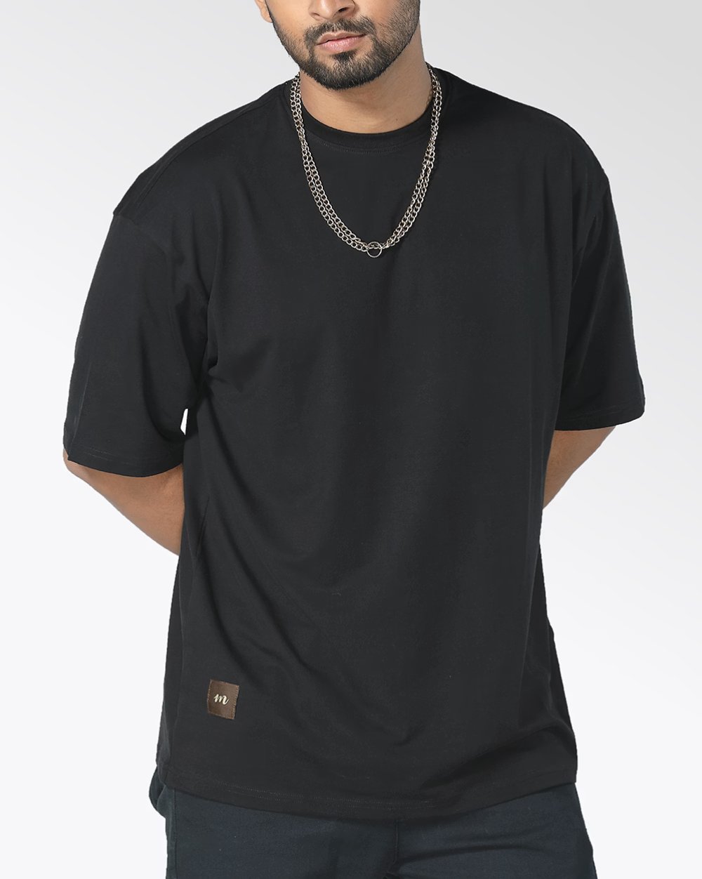 Men's Over Size Solid Color Knit T- Shirt  - 3