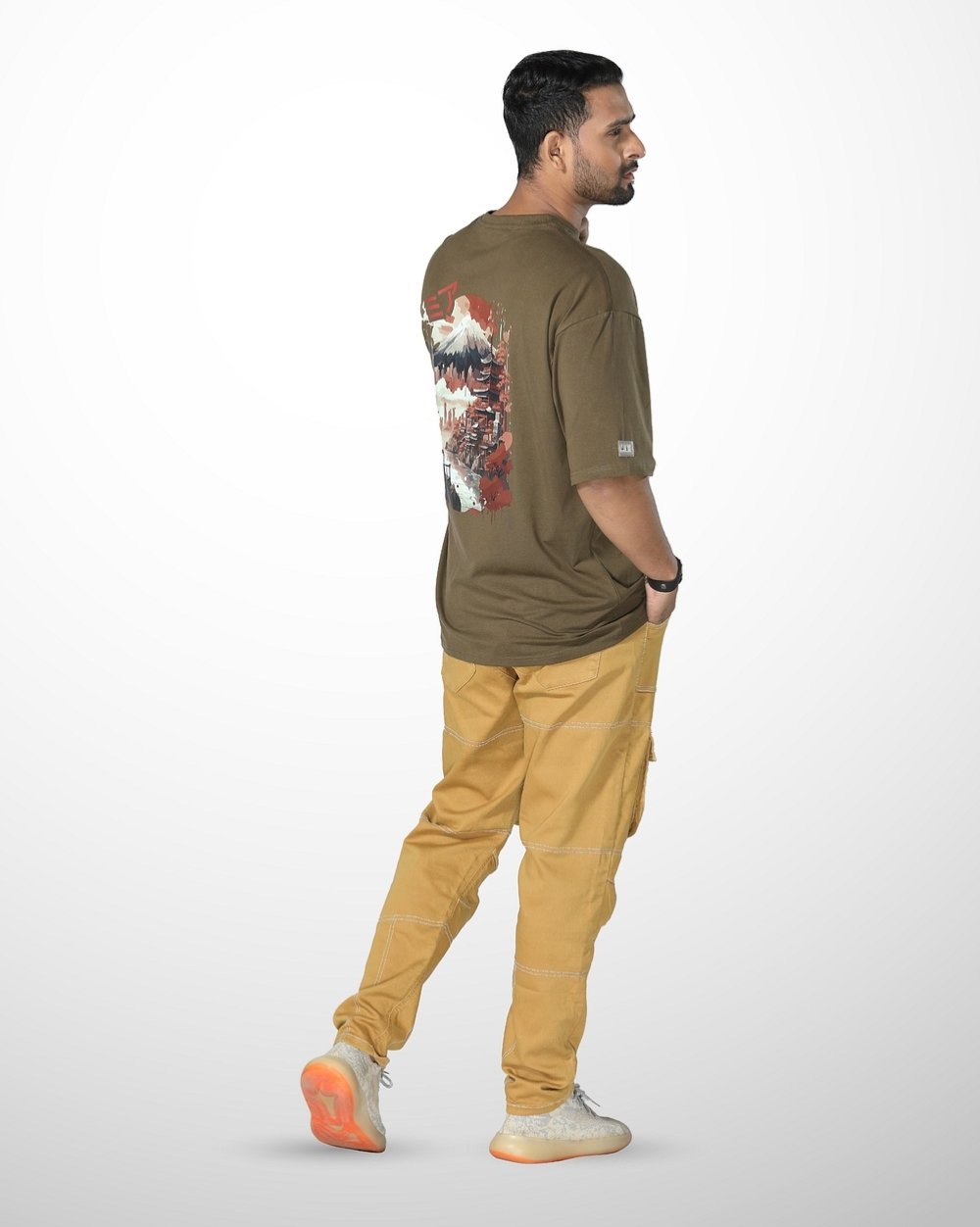 Men's Over Size Japan Graphic Knit T- Shirt  - 4