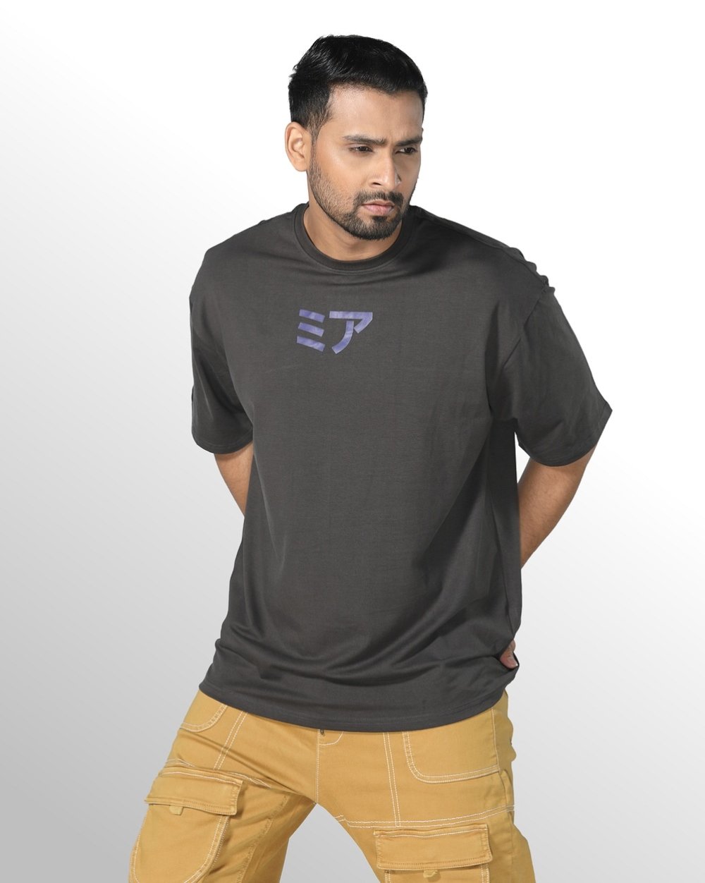 Men's Over Size Japan Graphic Knit T- Shirt  - 4