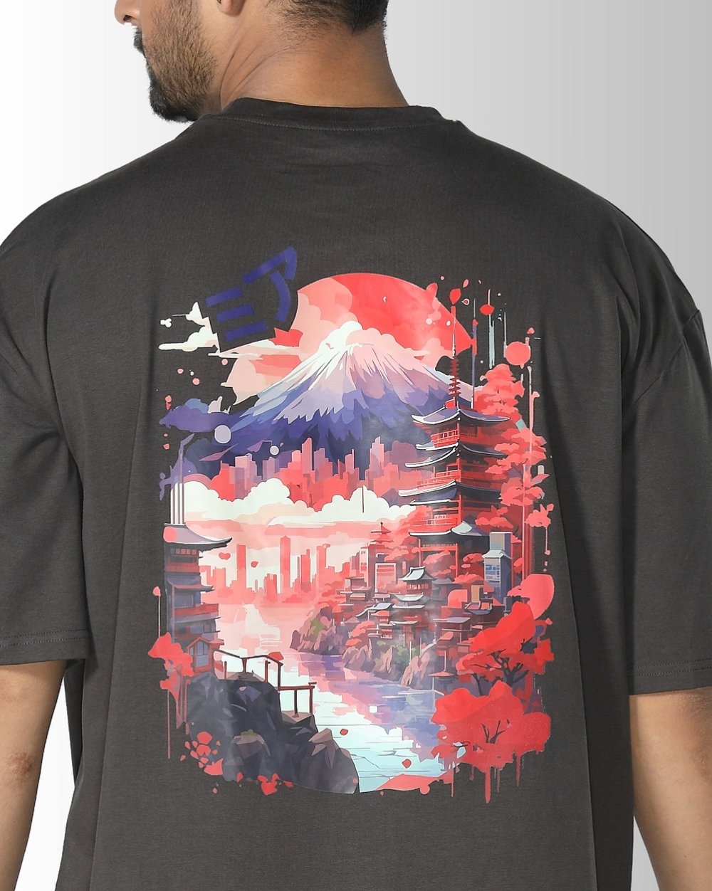 Men's Over Size Japan Graphic Knit T- Shirt  - 2