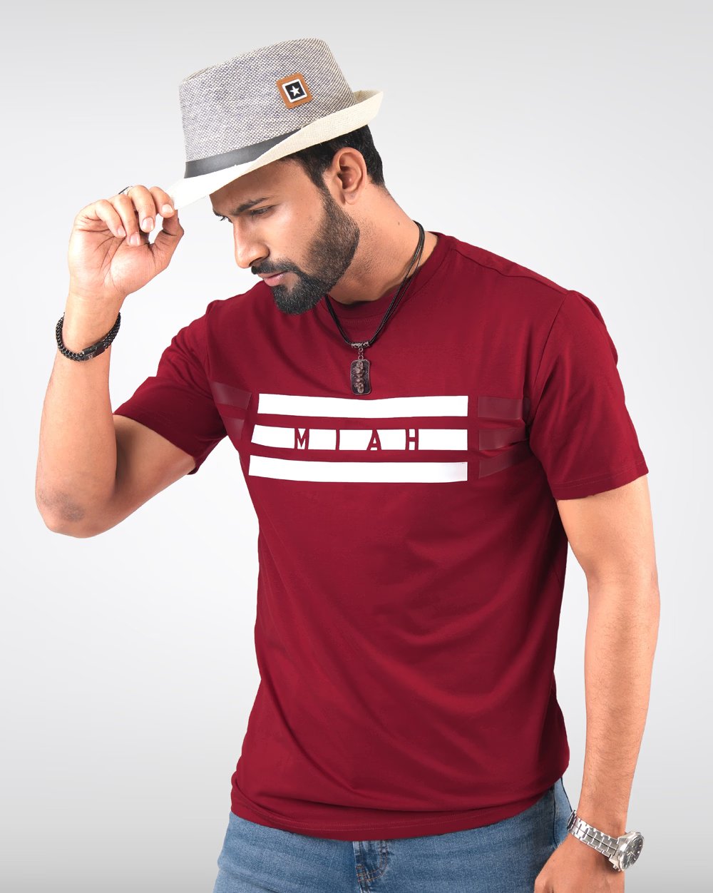 Premium Cotton Regular Fit T-Shirt - Print 3 LINE  - 1