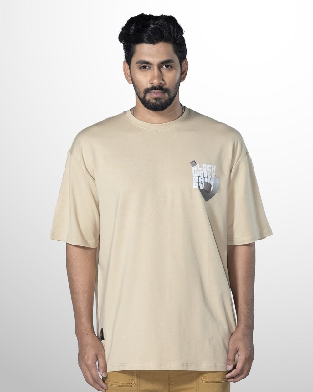 Soft, Stylish Oversized Knit T-Shirt - Gaming Print  - 1